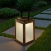 ALOADECOR H11" Farmhouse LED Solar Lantern with Wood Frosted Glass Ourdoor Garden Decorative Hanging Lanterns for Outside Camping - 3 of 4