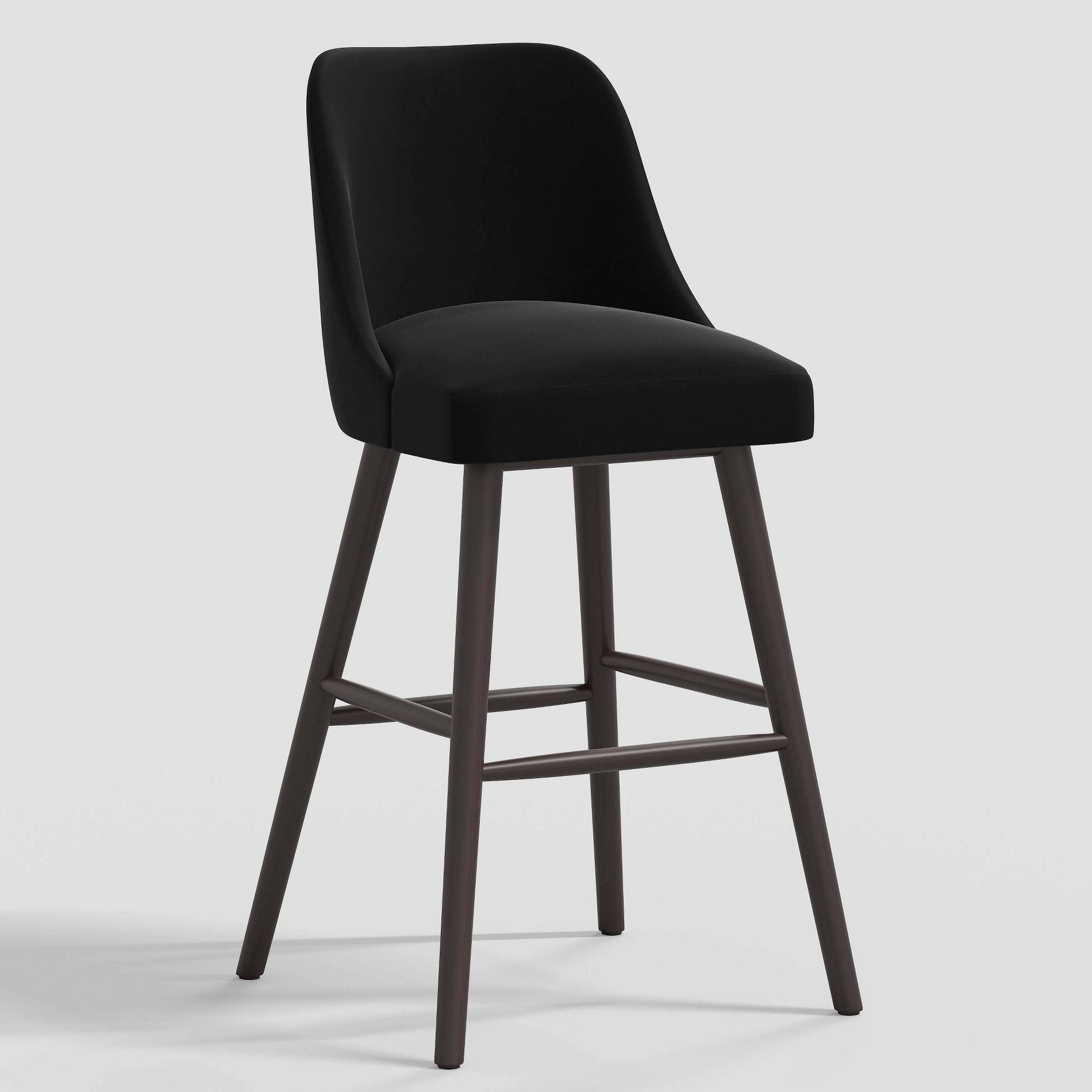 Geller Modern Counter Height Barstool Velvet Black - Threshold™: Upholstered, Square Back, Rubberwood Frame