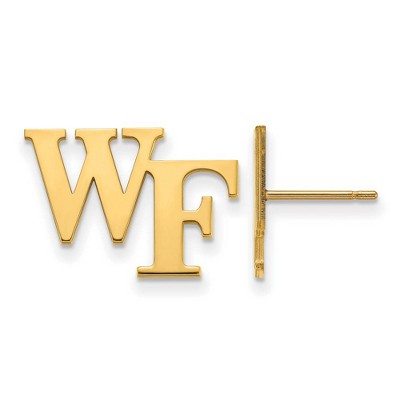 Black Bow Jewelry 14k Yellow Gold Wake Forest Demon Deacons NCAA Post Earrings