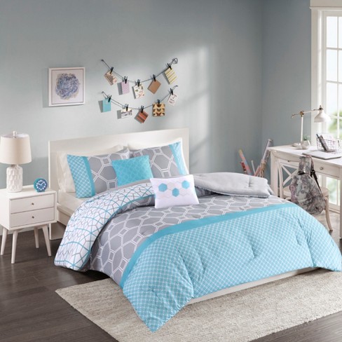 Teal Gray Sarah Comforter Set Full Queen 5pc Target