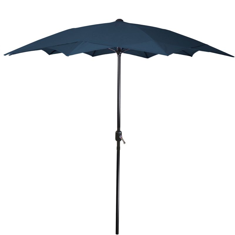 Northlight 8.5ft Outdoor Patio Lotus Umbrella with Hand Crank, Navy Blue, 1 of 7