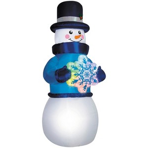 12 Ft. Airblown® Inflatable Snowman with Rainbow Lightshow Snowflake Outdoor Yard Decoration - 1 of 3