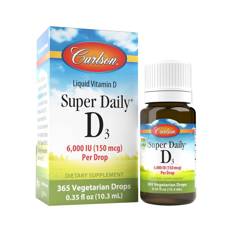 Carlson - Super Daily D3, 6000 IU (150 mcg) per Drop, Vitamin D Drops, Vegetarian, Unflavored, 1 of 7