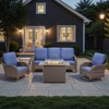 Buenhomino Patio Furniture with Fire Pit, Wicker Outdoor Couch and Swivel Rocking Chairs, Propane Fire Pit Conversation Set - 2 of 4