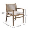 Modern Outdoor Patio Wood Dining Arm Chairs,Rope Back Garden Armrest Kitchen Dining Chair,Beige Cushioned Dining Armchair-Coolbibila - 4 of 4