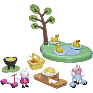 Peppa Pig Peppa’s Picnic Playset – Peppa & Suzy 3" Figures, Scooters, Duck Pond, Grill & Accessories - 1 of 4