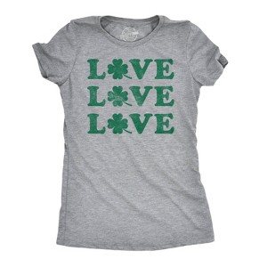 Womens Love Shamrock T Shirt Cute Four Leaf Clover Saint Patricks Day Patty Tee - Crazy Dog Women's T Shirt - 1 of 4