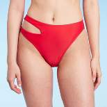 Women's Side Cut Out Mid-Rise High Leg Cheeky Bikini Bottom - Wild Fable™ Red