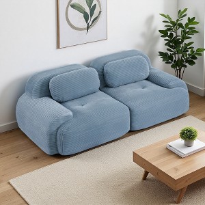 Corduroy 2-Seater Modular Sofa with Curved Arms & Anti-Slip Base - 1 of 4