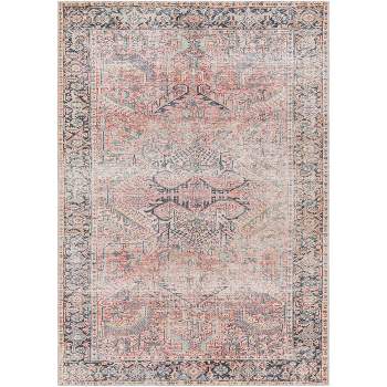 8'10"x12' Kemer Traditional Machine Washable Rug Coral Pink - Artistic Weavers