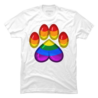 Adult Design By Humans Rainbow Pride Heart Pawprint By leashonlife T-Shirt
