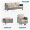 Sonkuki Outdoor 5-Piece Wicker Patio Conversation Set, 2 Rattan Swivel Rocking Chairs with Ottoman, Navy Blue Cushion - 2 of 4