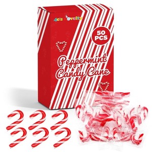 4E's Novelty 50 Pack Christmas Mini Individually Wrapped Candy Canes, Red and White Peppermint Candy Canes, Treats for Holiday Stockings - 1 of 4