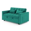 TiramisuBest 54.33" Velvet Foldable Sofa Bed with Adjustable Backrest, Modern Tufted Convertible Sleeper Couch for Small Spaces, Antique Blue - 3 of 4