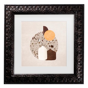 Trademark Fine Art - Emel Tunaboylu  Beyaz Ve Kahverengi Saksili Terazzo Matted Framed Art - 1 of 4