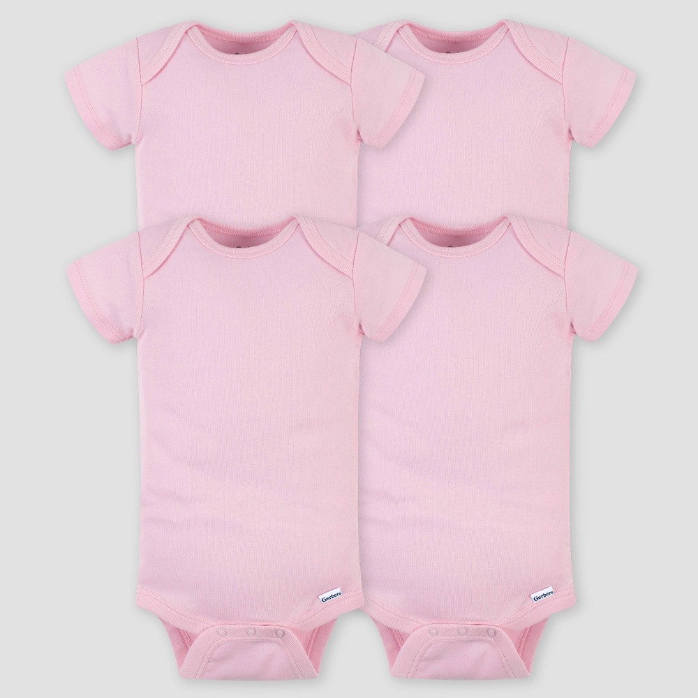 Gerber Baby 4pk Short Sleeve Onesie - Pink 24M