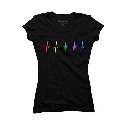 Adult Design By Humans Pride Rainbow Heartbeat By Thingsandthings T-Shirt