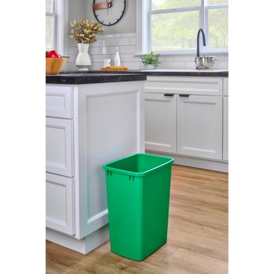 Green Polymer Pull-Out Trash Bin Set, 35 Quart, 2 Pack
