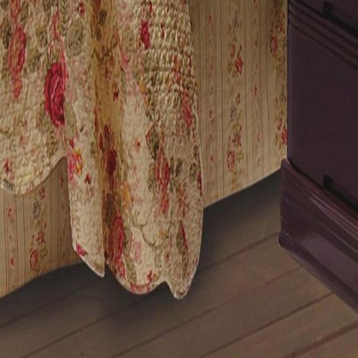 Falda De Cama Antigua Con Estampado De Rosas - Tamaño Full, Caída De 15 Pulgadas, 100% Algodón
