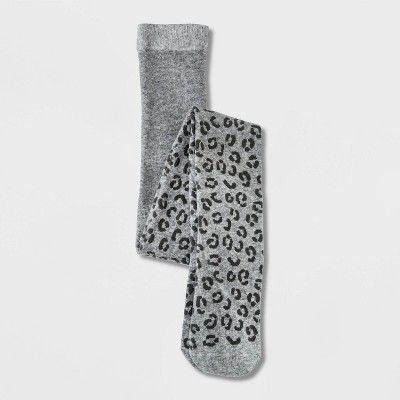 Girls' Cotton Leopard Printed Tights - Cat & Jack™ Gray