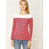 INSPIRE CHIC Women's Color Block Round Neck Long Sleeves Striped Basic T-Shirt - 3 of 4