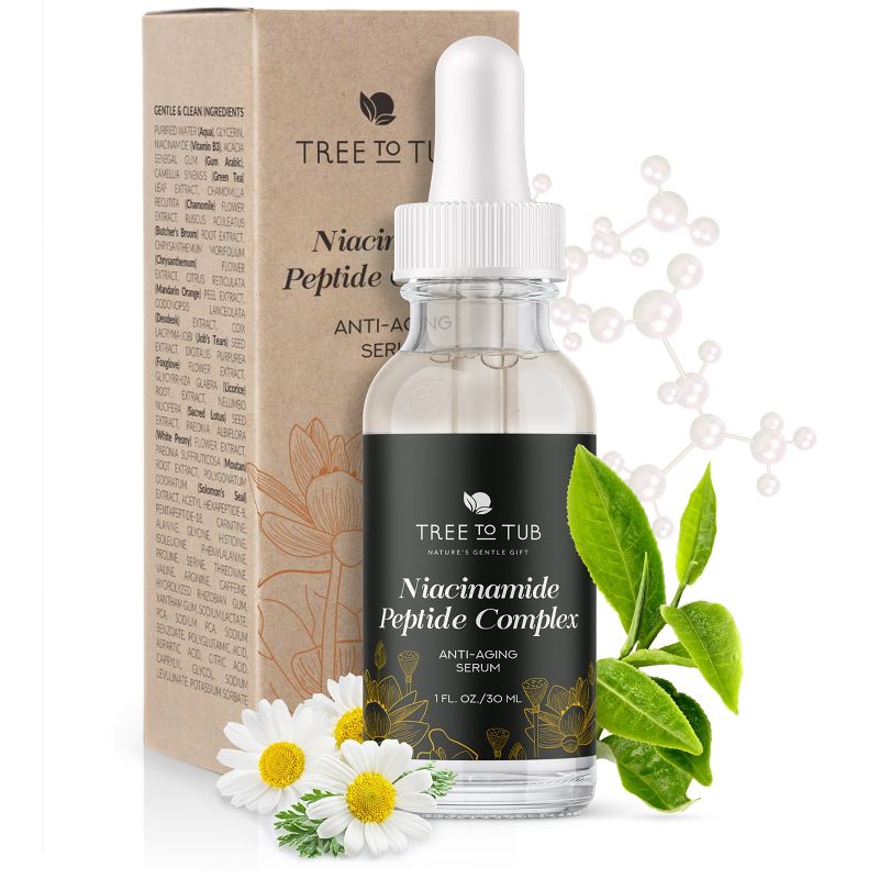 Tree To Tub Peptides & Niacinamide Serum For Face - Anti Aging Multi Peptide Serum For Men And Women With Niacinamide, Collagen Peptides & Green Tea, 1 of 13