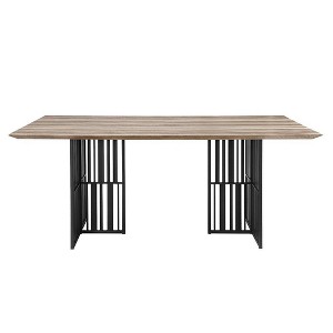 Acme Furniture 72" Zudora Dining Table Antique Oak Sandy Black Finish: 6 Seater, Double Pedestal Base, Metal Frame - 1 of 4