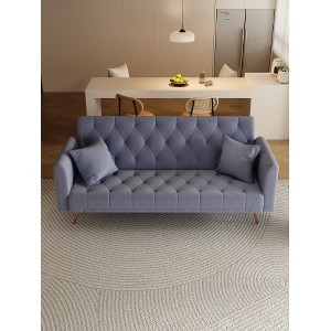 Akoasm Convertible Velvet Sofa for Small Living Rooms, Bedrooms & Offices-Gray - 1 of 4