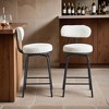 Modern Swivel Bar Stools Set of 2, Boucle Upholstered Counter Height Bar Chairs with Metal Legs & Footrest - Leovsnove - 2 of 4