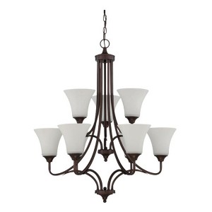 Sunset Lighting Darby 9-Light 2-Tier Chandelier  Opal Etched Glass, Provincial Bronze Finish - 1 of 3