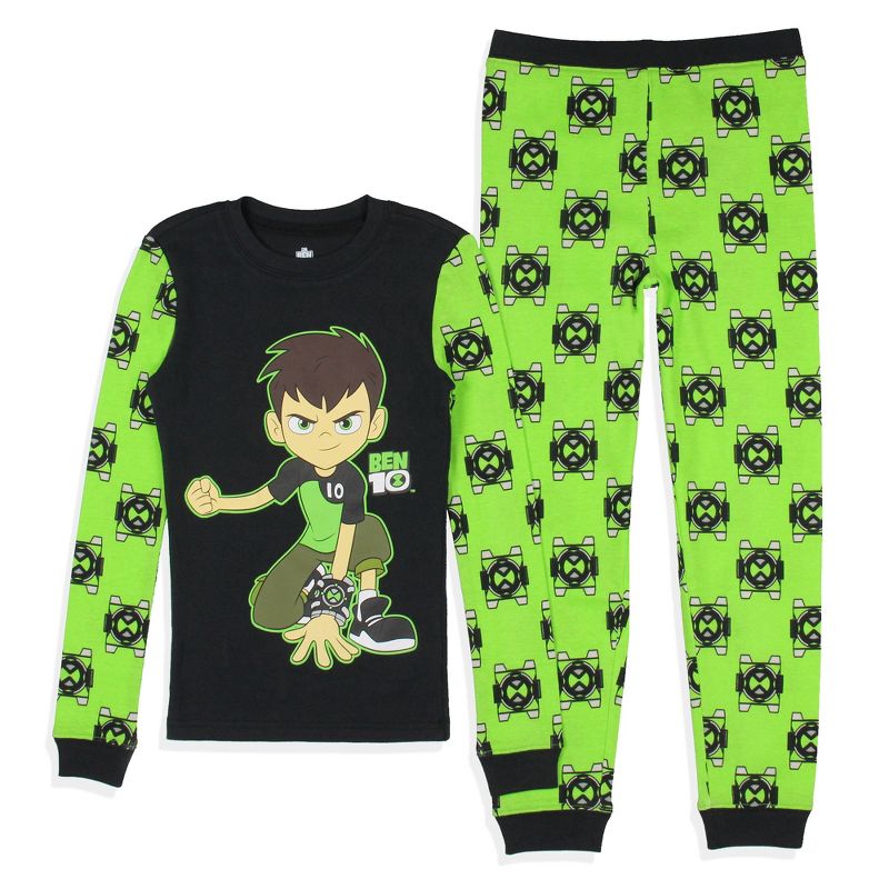 Ben 10 Boys' Cartoon Omnitrix Tossed Print Character Tight Fit Pajama Set Multicolored, 1 of 6