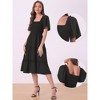 Allegra K Women's Boho Midi Square Neck Short Sleeve Tiered Flowy Smocked Dress - 2 of 4