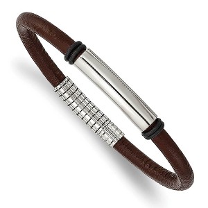 Black Bow Jewelry Stainless Steel Brown & Black Rubber Tube Bracelet, 8.5 Inch - 1 of 4