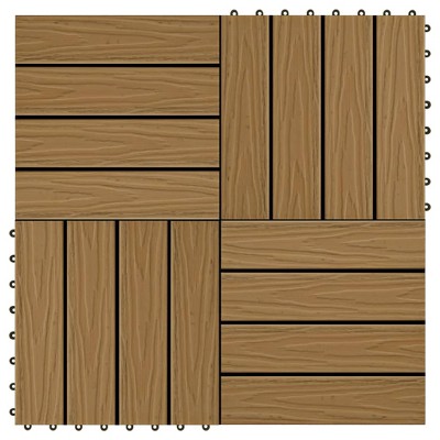 vidaXL 11 pcs Decking Tiles Deep Embossed WPC 11.8"x11.8" 1 sqm Teak Color