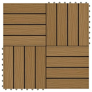 vidaXL 11 pcs Decking Tiles Deep Embossed WPC 11.8"x11.8" 1 sqm Teak Color - 1 of 4