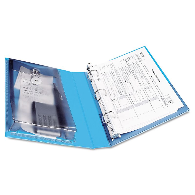 Avery Mini Protect & Store View Binder w/Round Rings 8 1/2 x 5 1/2 1" Cap Blue 23014, 1 of 7