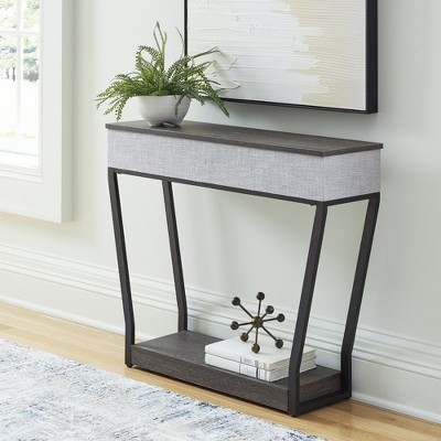 Gray and Black Rectangular Console Sofa Table with Storage