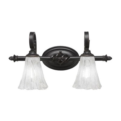 Toltec Lighting Elegante 2 - Light Vanity in  Dark Granite with 5.5" Fluted Italian Ice Shade