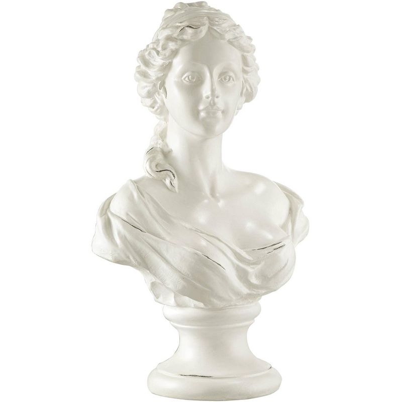 Kensington Hill Classic Roman 16" High White Faux Marble Finish Female Bust Statue, 1 of 11
