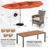 Costway 11 PCS Patio Dining Set with 15 ft Double-Sided Patio Umbrella 8 Armchairs Blue/Beige/Orange/Wine - 3 of 4