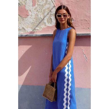 Clearlove Womens Sleeveless Tank Dresses Casual Round Neck Loose Split  Wrinkle-Free Boho Maxi Dresses, Blue - L : Target