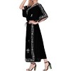LA LEELA Women's House Daily Routine Evening Wear Vacation Holiday Casual Dailywear Loungewear Caftan Maxi Mumu Slit Dresses 2X-3X Black, Solid - 3 of 4