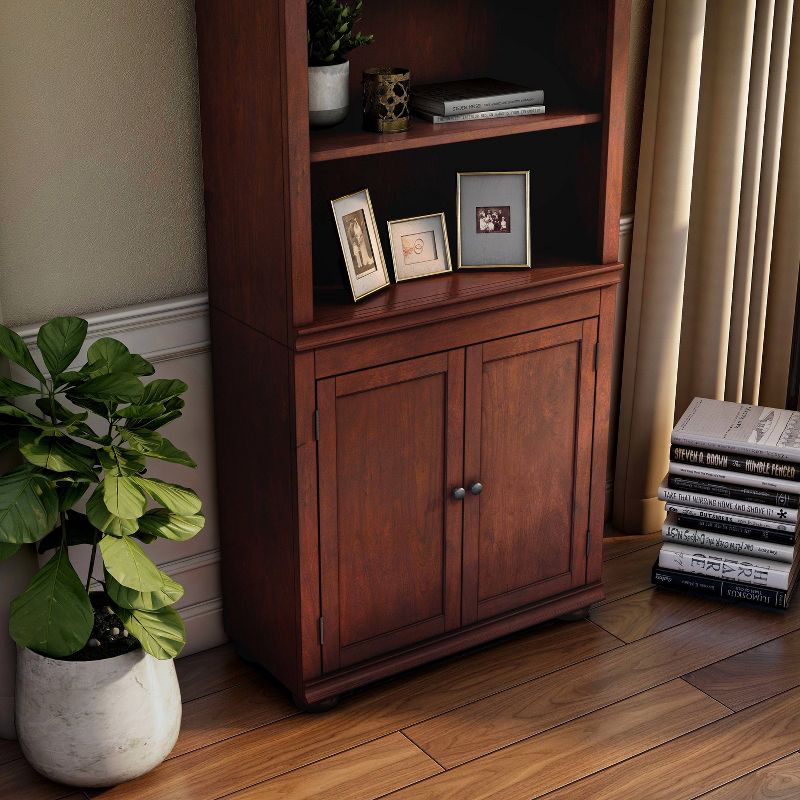 HOMES: Inside + Out Bloomguard Traditional 3 Open Shelf Bookcase with 2 Door Cabinet, 4 of 10