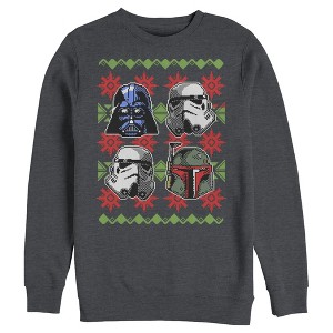 Men's Star Wars Ugly Christmas Empire Helmets Sweatshirt - 1 of 3