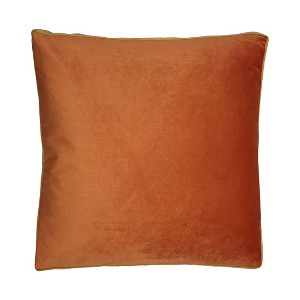 7"x18" Luxe Velvet with Contrast Gusset Down Fill Lumbar Throw Pillow Orange - Edie@Home: Indoor Polyester Woven, Hidden Zipper - 1 of 3