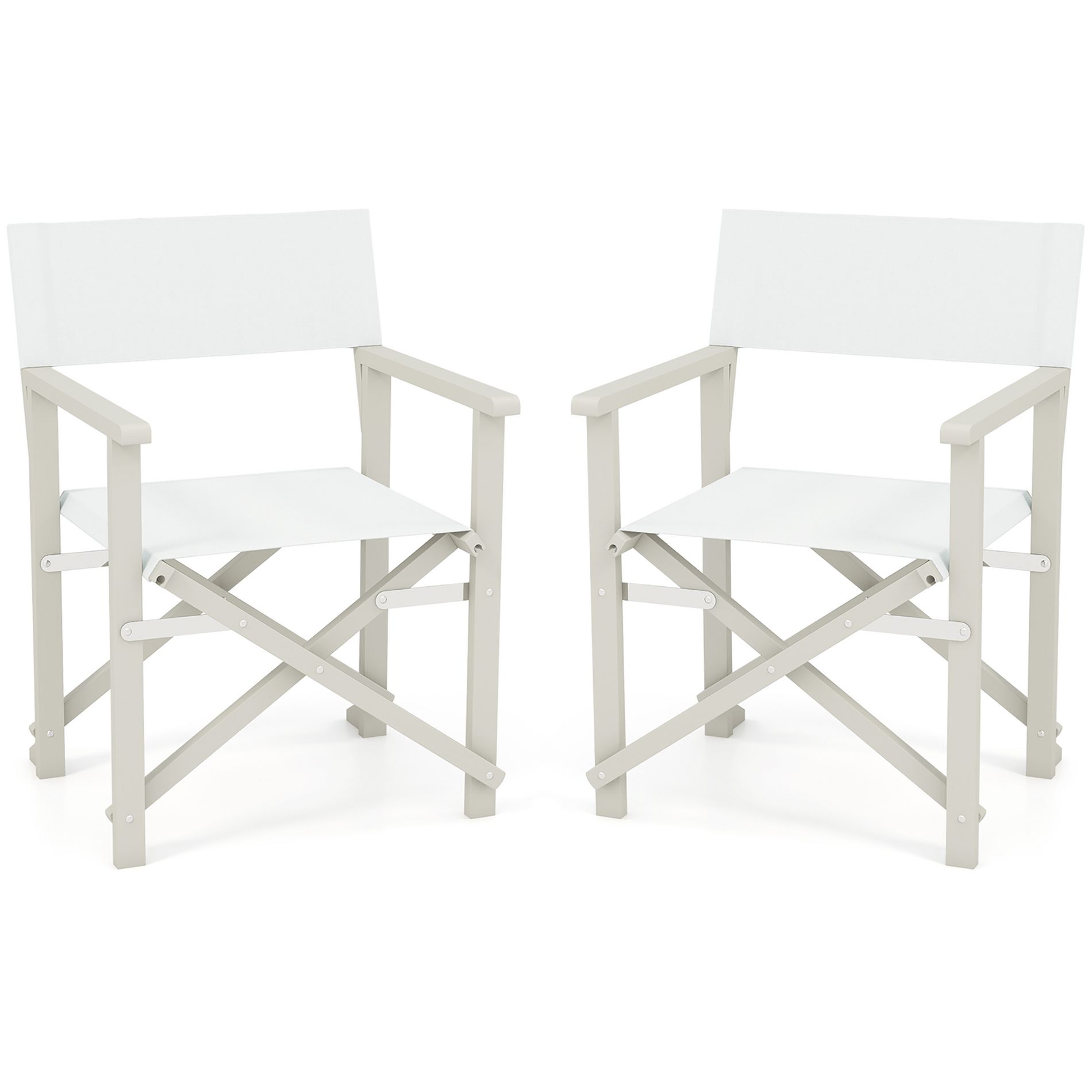 Tangkula 2PCS Folding Director Chair w/ Acacia Wood Frame & Machine Washable Oxford Fabric