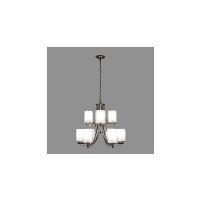 Modern Classic Satin Nickel Nine Light Chandelier