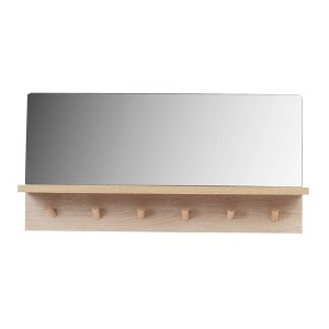 Kiera Grace 23.6" Alva Accent Mirror Shelf with 6 Pegs: Wall-Mounted, Rectangular, Engineered Wood, No Assembly Required - 1 of 4