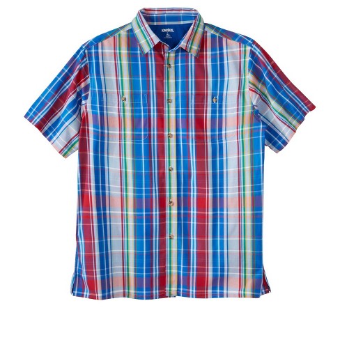 Kingsize Men's Big & Tall Short-sleeve Plaid Sport Shirt - Big - 10xl ...