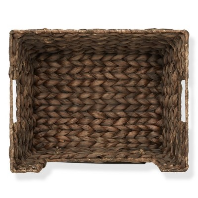Espresso Water Hyacinth Rectangular Storage Baskets with Chalkboard Labels
